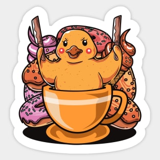 Weird Duck and Coffee Sticker